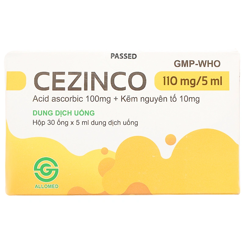 Dung dịch uống Cezinco 110mg/5ml Allomed phòng ngừa và điều trị thiếu vitamin C, thiếu kẽm hộp 30 ống - 2